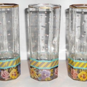 set of 3 mackenzie childs garland glasses